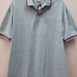 Áo thun cotton xám cổ bâu